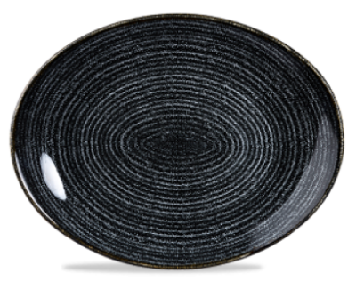 31.7cm Churchill Charcoal Black Oval Homespun Coupe Plate