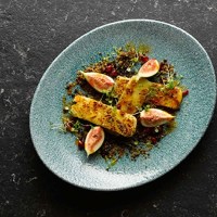 Studio Raku Jade Green Oval Plate with food