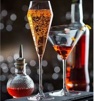 Champagne and Martini glass with drinks