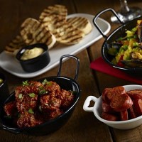 Black Enamel Dish with food