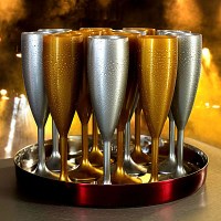 Reusable Gold & Silver Plastic Champagne Flutes