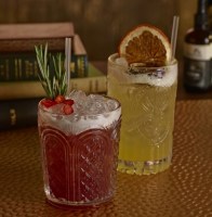 Vintage Tumblers Astor & Cora with drinks