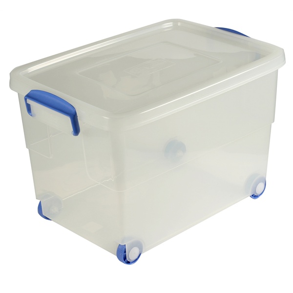 plastic box on wheels with handle