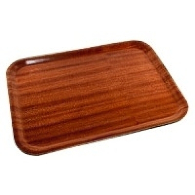 Dark wood shop serving tray