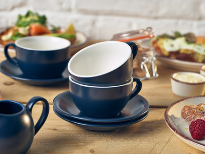 MATT BLUE Porcelain Bowl Shaped Cup | Green Cappuccino Cup