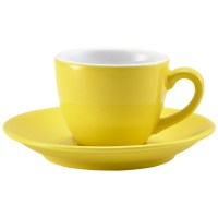 Yellow Saucer with Bowl Shaped Espresso Cup