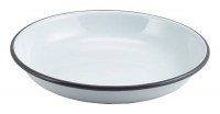 White Enamel Rice & Pasta Plate with Grey Rim