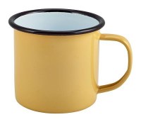 YELLOW Enamel Mug with Black Rim 