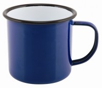36cl BLUE Enamel Mug with Black Rim