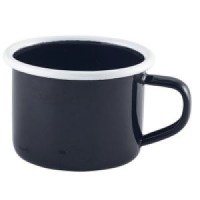 12cl BLACK Enamel Mug with White Rim