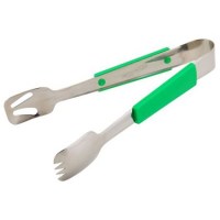 Stainless Steel BuffetPro Serving Tongs GREEN Handle