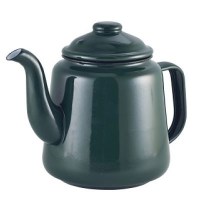 Enamel Teapot GREEN with Black Rim 52.75oz / 1.5L