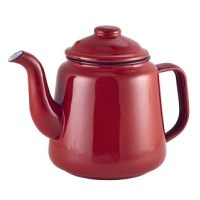Enamel Teapot RED with Black Rim 52.75oz / 1.5L