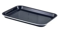 Black Enamel Serving Tray with White Rim