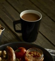 BLACK Porcelain Latte-Conical Mug with Coffee