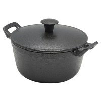 CAST IRON Round Casserole Dish used without lid serving prawns.