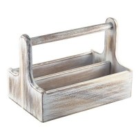 White Wash Wooden Table Caddy