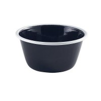 12cm BLACK Enamel Round Pie Dish with White Rim