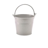 WHITE Galvanised Steel Hammered Serving Bucket