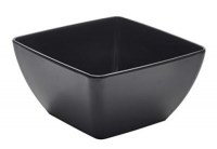 19cm Black Curved Square Melamine Bowl