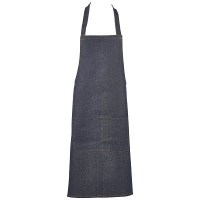 Unwashed Denim Bib Apron with split pocket