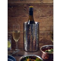 Wine Bottle Cooler Hammered Stainless Steel