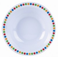 White Melamine Bowl with Coloured Circles