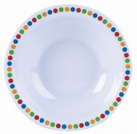 White Melamine Bowl with Coloured Circles