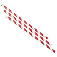 White Paper Bottle Straw with RED STRIPE 23cm / 9inch