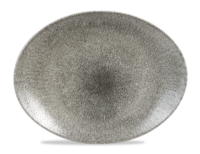 Churchill Raku Quartz Black Oval Coupe Plate