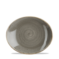 Stonecast Peppercorn Grey Oval Plate
