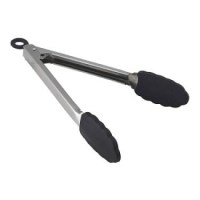 230mm Stainless Steel Locking Tongs with Silicone Tips