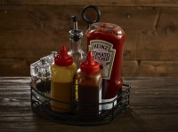 Black Wire Table Caddy with Condiments