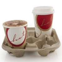 4 Cup Carry Tray in moulded fibre board