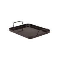 Black Enamel Serving Tray with White Rim