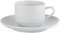 Economy White Porcelain Stacking Cup & Saucer