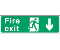 Fire Exit Man Arrow Down 150x450mm