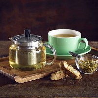 Glass Teapot with Stainless Steel Infuser in service