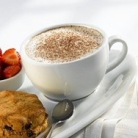 Porcelain Bowl Shaped Cup with Coffee