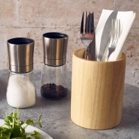 Hevea Wood Cutlery Holder 