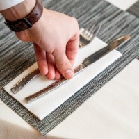 White Micro Embossed Napkin with Cutlery