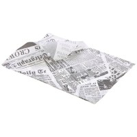 White Newspaper Print Greaseproof Paper Sheet 35 x 25cm