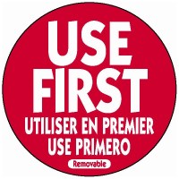 Removable 'USE FIRST' Red Label