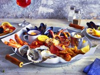 Galvanised Steel Sharing Platter with seafood 