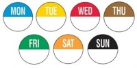 Set of 7 Days Sunday to Monday of Removable Daydot Labels