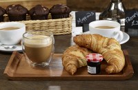 Acacia Wood Serving Tray with breakfast food