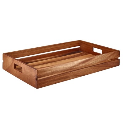 Acacia Wood Low Buffet Box / Riser | 1/1 GN Wooden Crate | Buffet Block