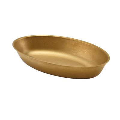 Gold Vintage Steel Oval Dish | Metal Serving Dish | Antique Oval Dish